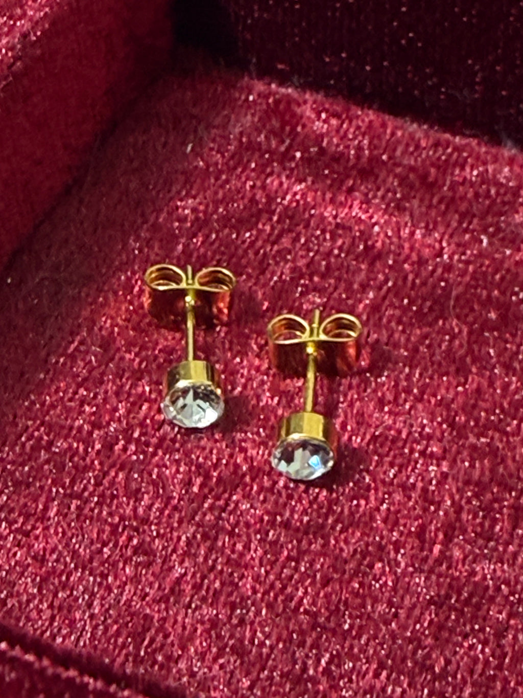 Stainless Steel Round Crystal Stud Earrings