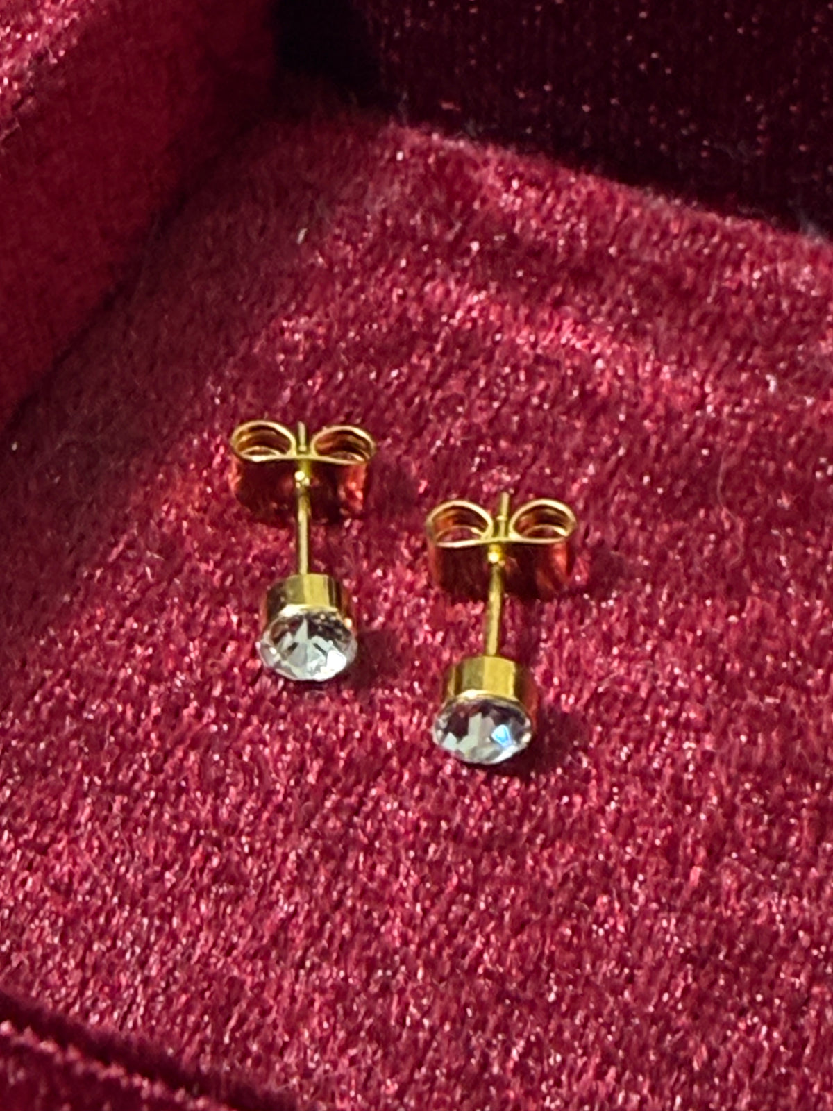 Stainless Steel Round Crystal Stud Earrings