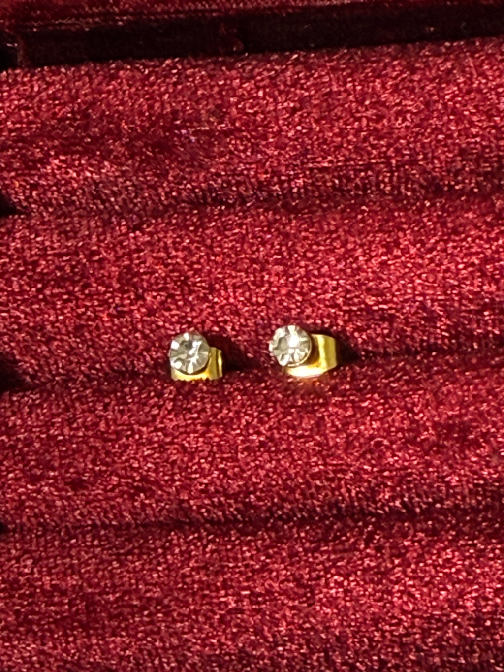 Stainless Steel Round Crystal Stud Earrings