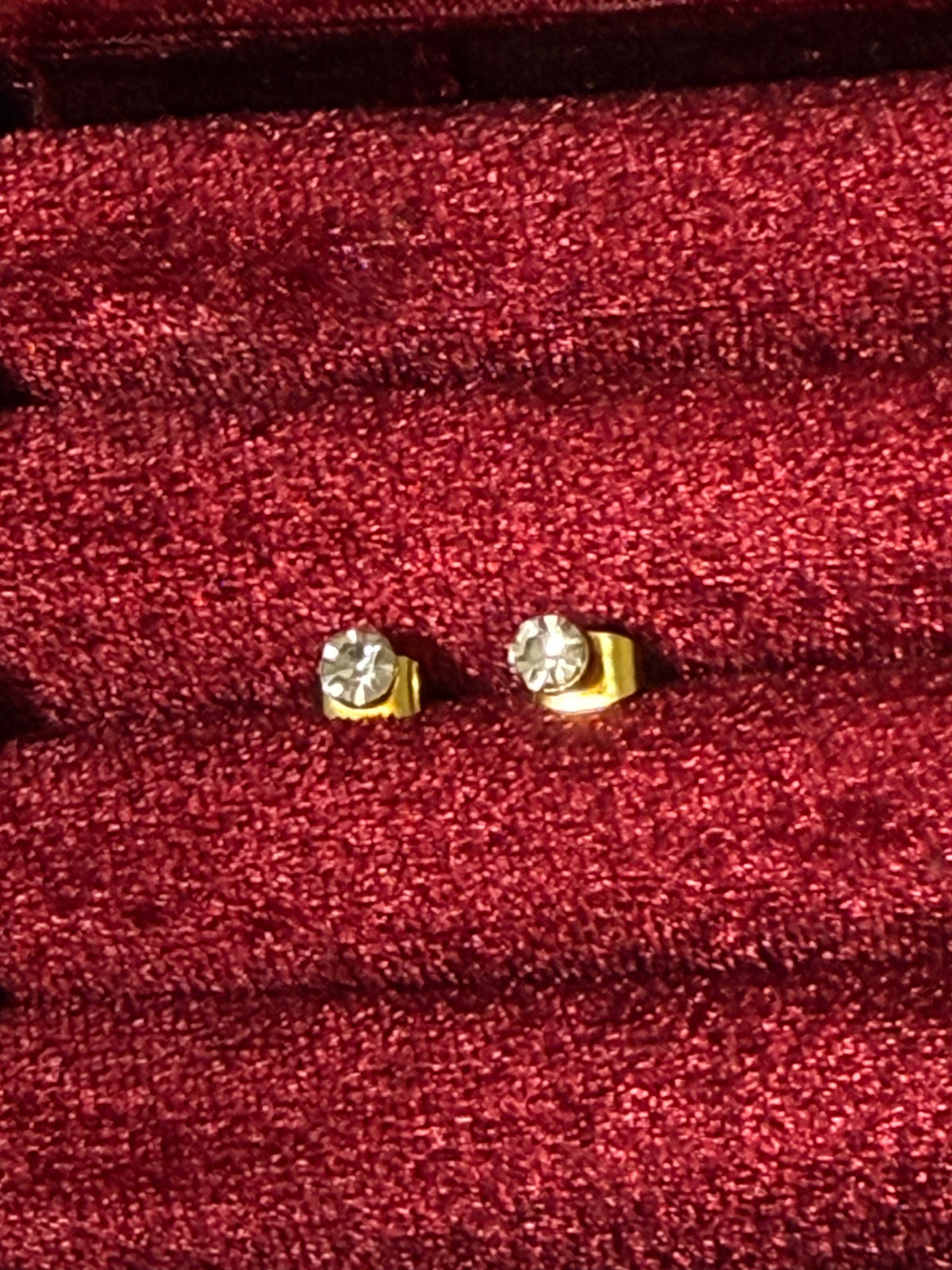 Stainless Steel Round Crystal Stud Earrings