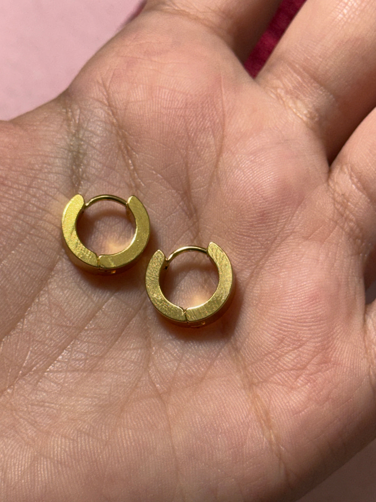 Gold Stainless Steel Classic Huggie Hoop Earrings