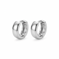 Silver Stainless Steel Chunky Huggie Hoop Earrings