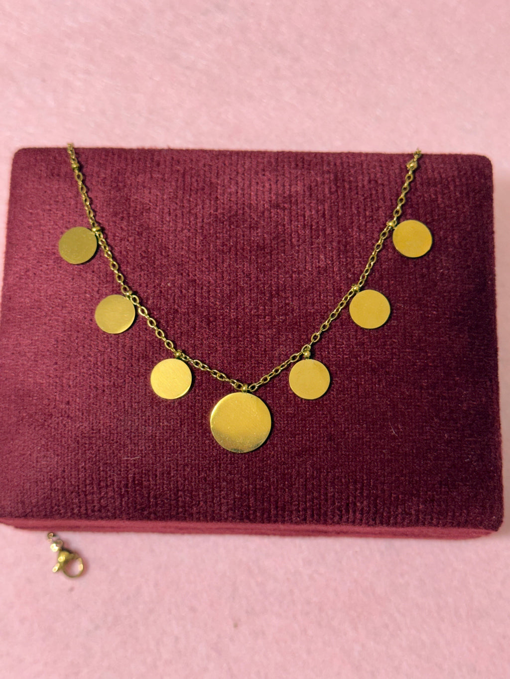 Gold Stainless Steel Multi-Disc Charm Necklace – 18"