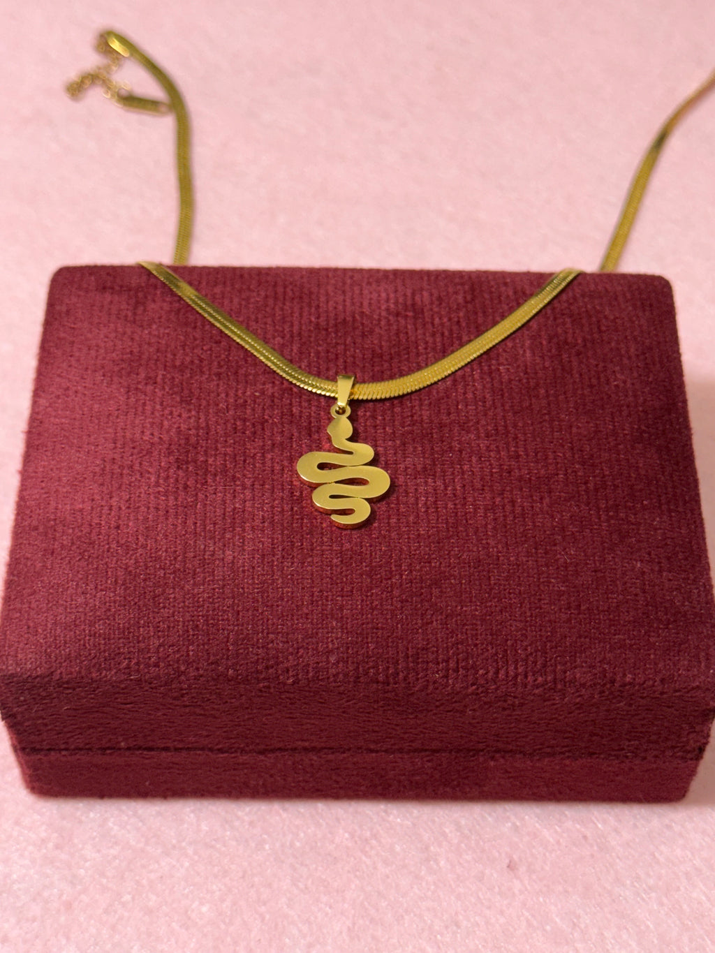 Gold Stainless Steel Snake Pendant Necklace – 18"