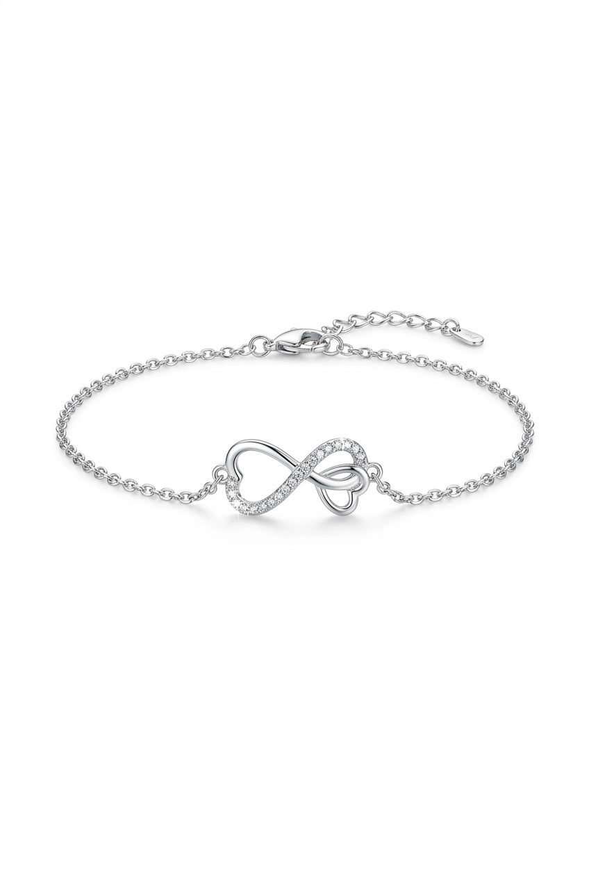 925 Sterling Silver Infinity Heart Bracelet – 8" Adjustable