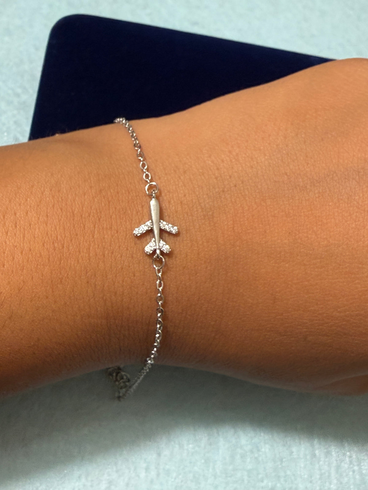 925 Sterling Silver Airplane Bracelet – 8" Adjustable
