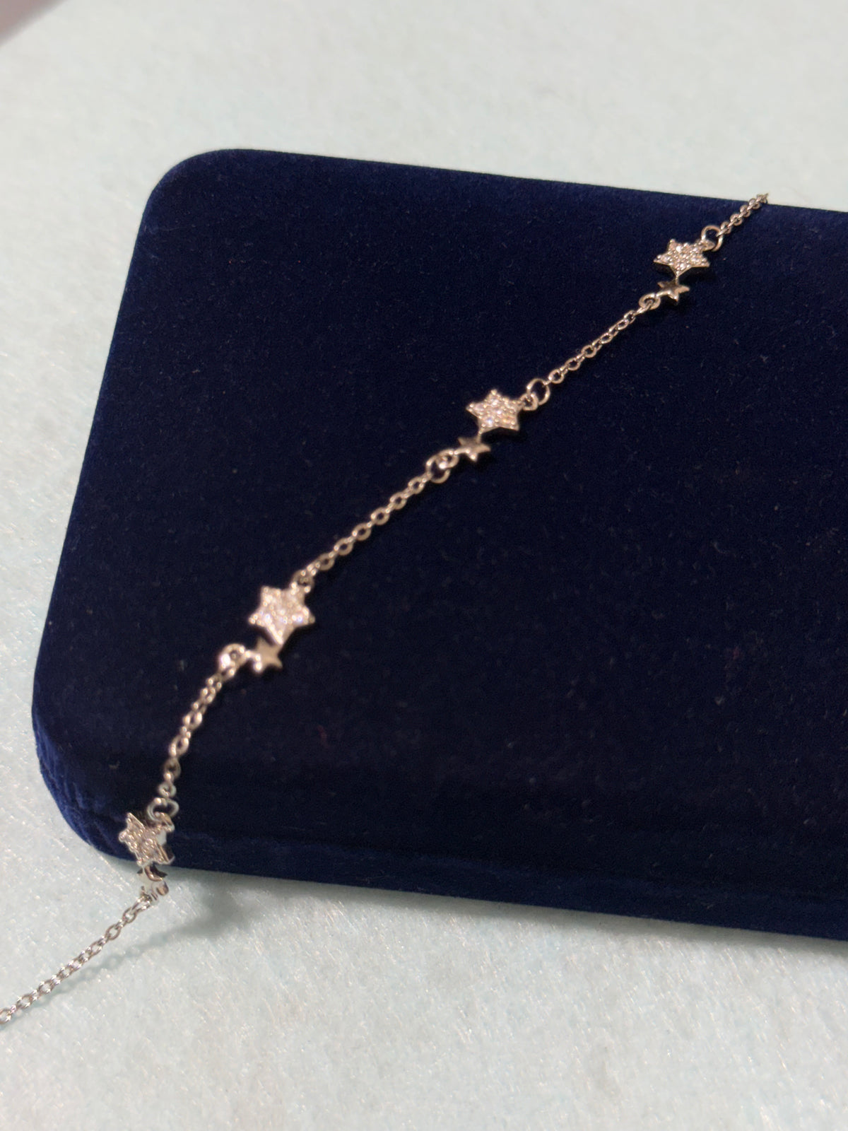 925 Sterling Silver Sparkling Star Bracelet – 8" Adjustable