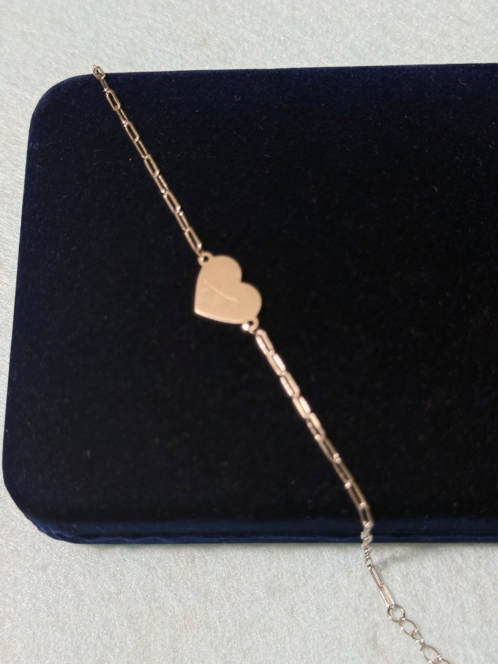 925 Sterling Silver Solid Heart Paperclip Chain Bracelet – 8" Adjustable