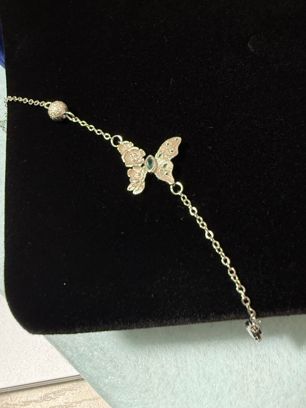 925 Sterling Silver Textured Butterfly Bracelet - 7" Adjustable