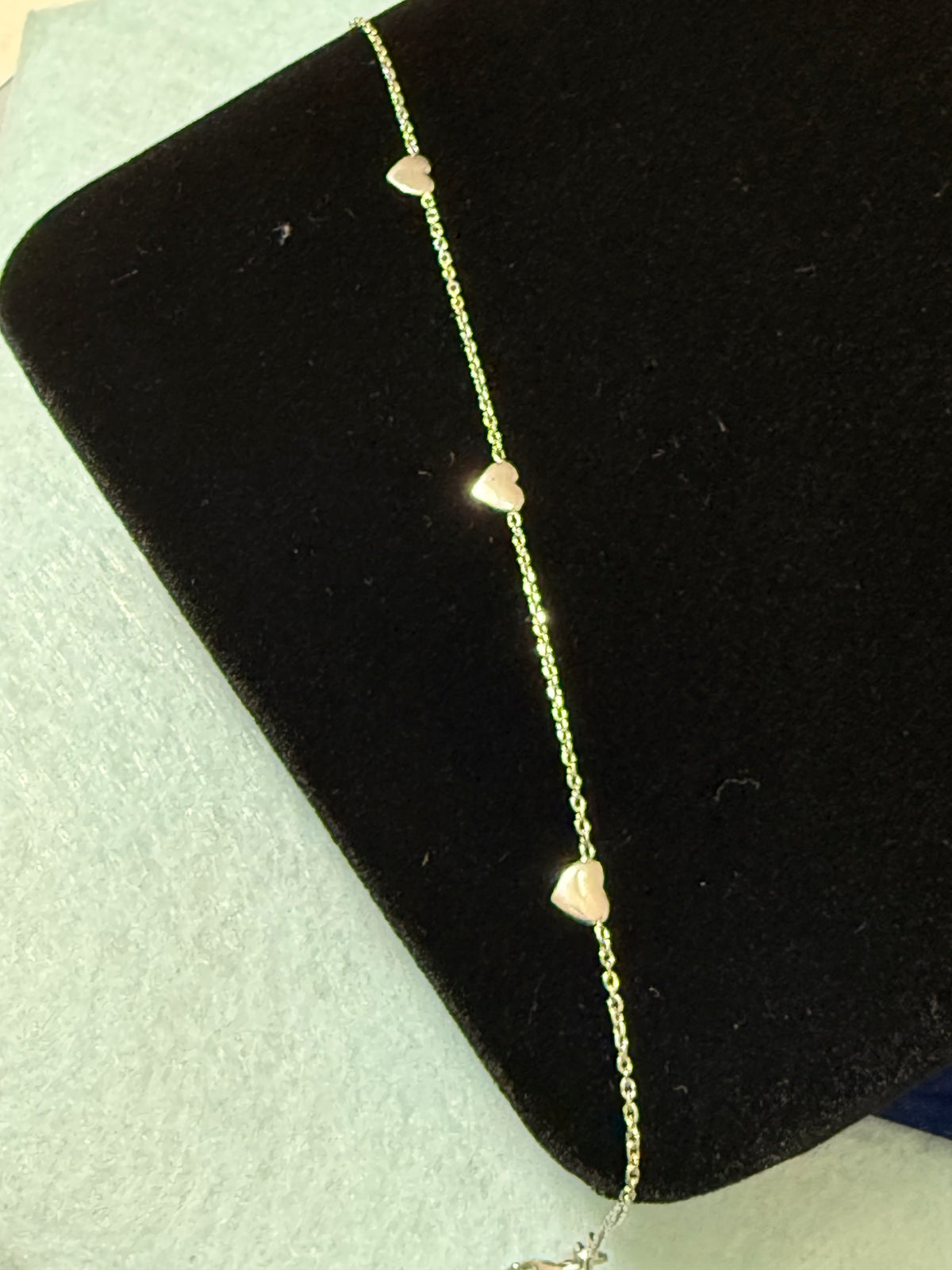 925 Sterling Silver Mini Heart Station Bracelet - 7"