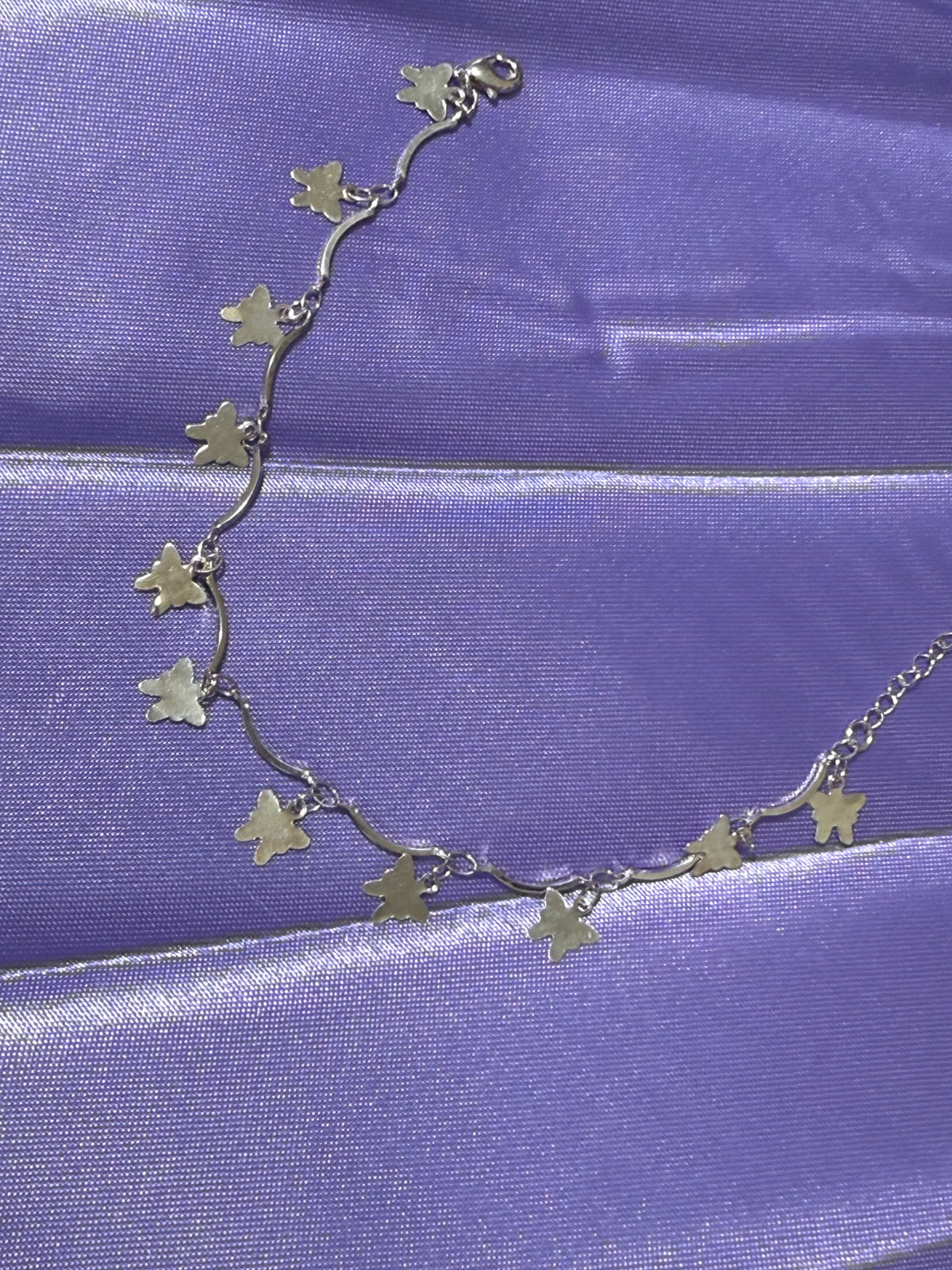 925 Sterling Silver Butterfly Charm Anklet