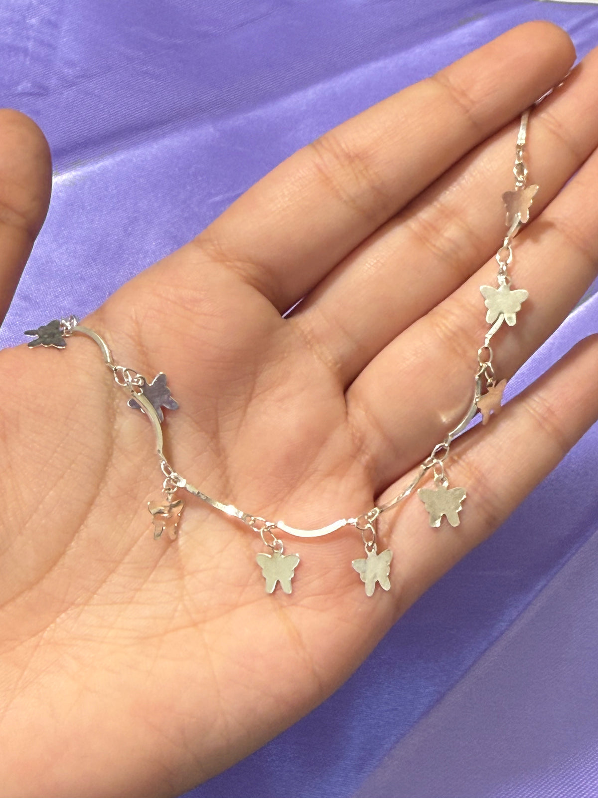 925 Sterling Silver Butterfly Charm Anklet