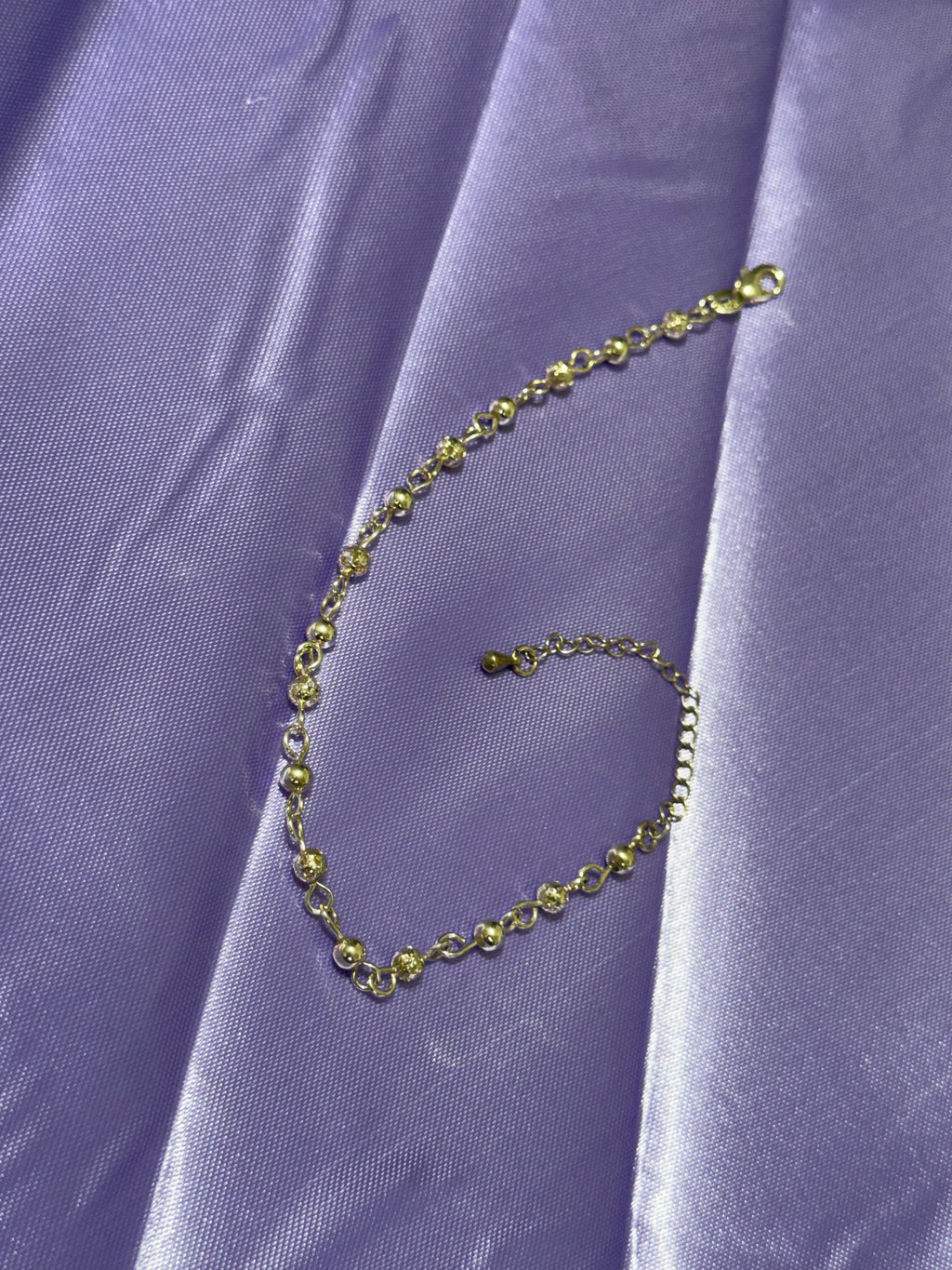 925 Sterling Silver Alternating Beaded Chain Anklet