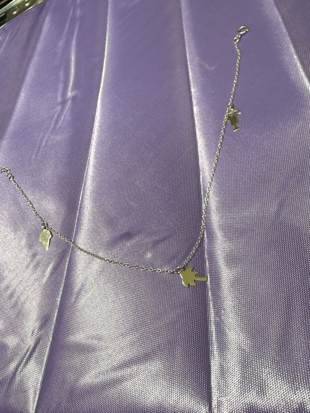 925 Sterling Silver Tropical Palm Tree & Dolphin Charm Anklet
