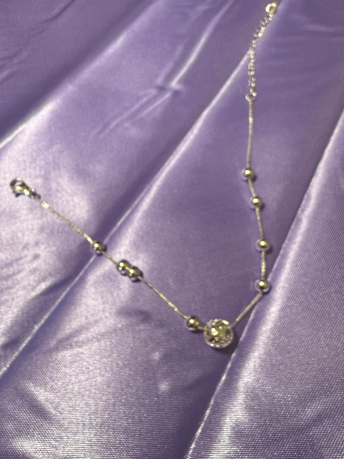 925 Sterling Silver Beaded Filigree Ball Anklet