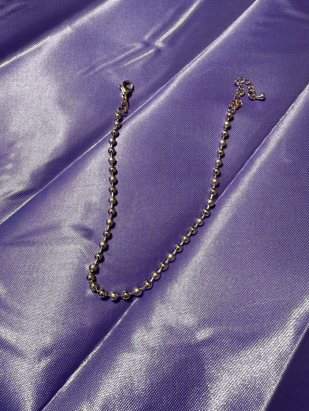 925 Sterling Silver Alternating Polished & Textured Beaded Anklet