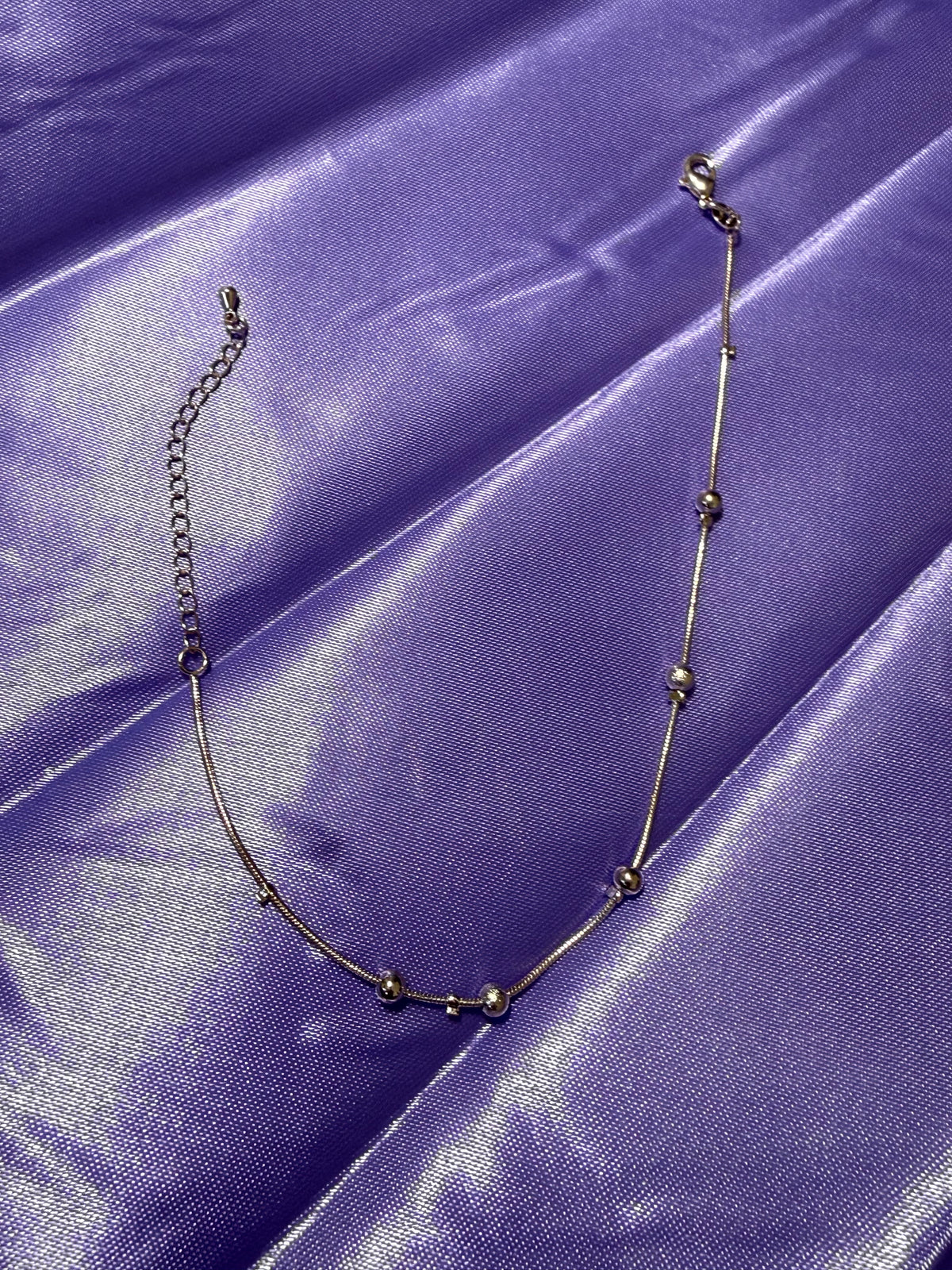 925 Sterling Silver Minimalist Station Bead Anklet – Adjustable