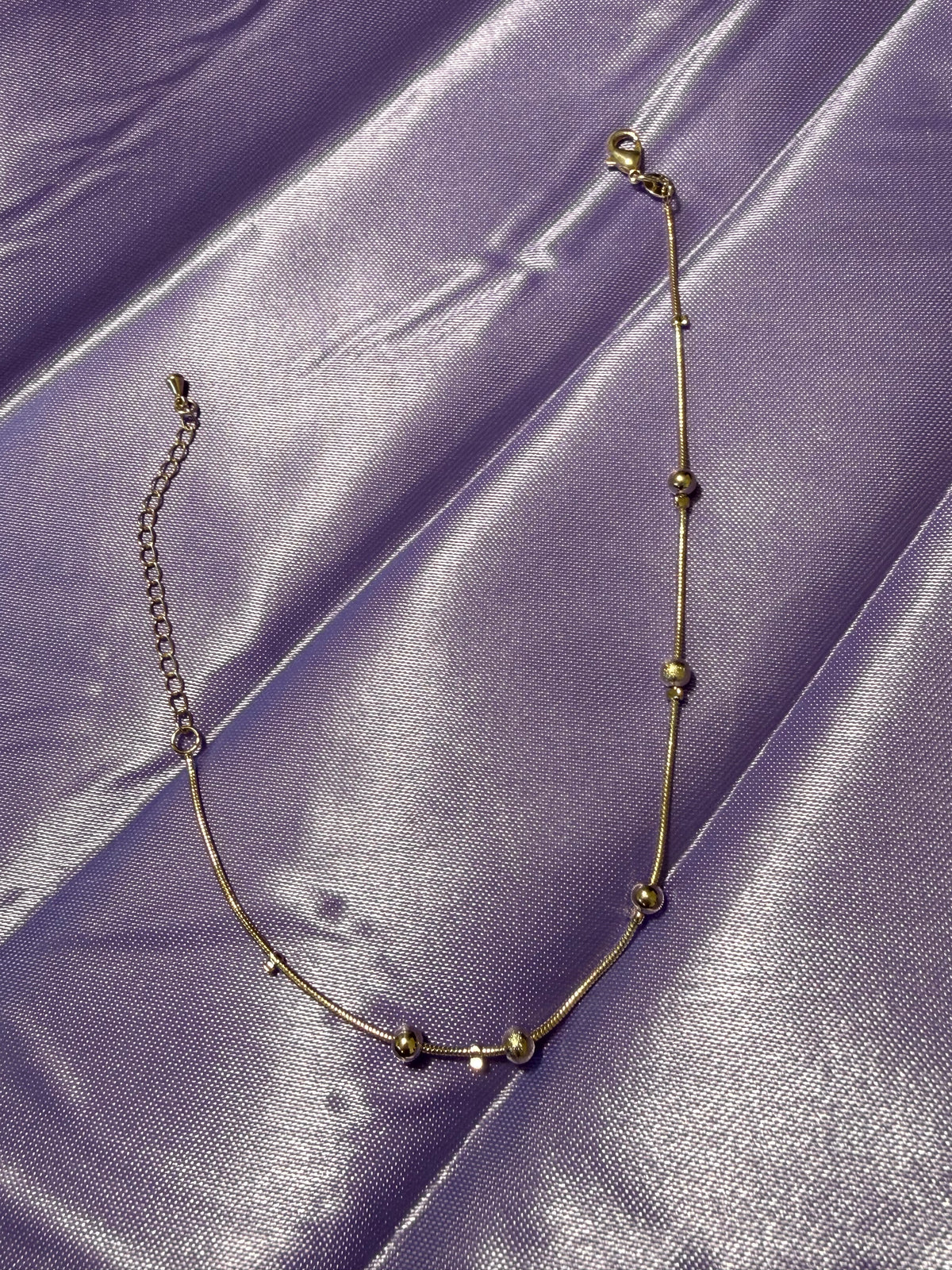 925 Sterling Silver Minimalist Station Bead Anklet – Adjustable