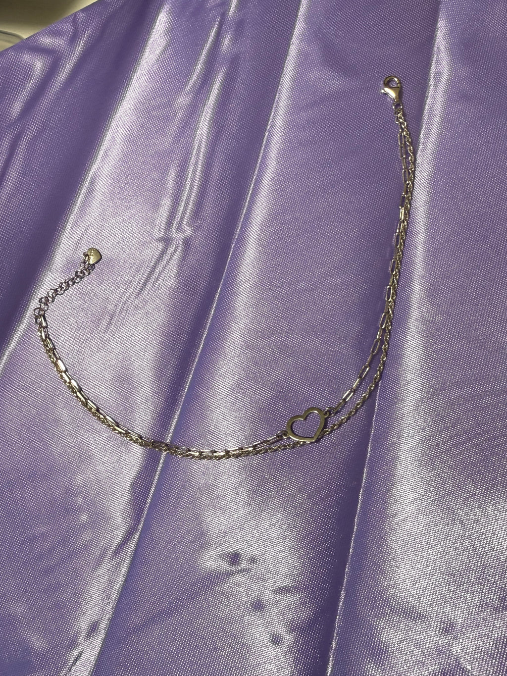 925 Sterling Silver Double-Layered Open Heart Anklet – Adjustable