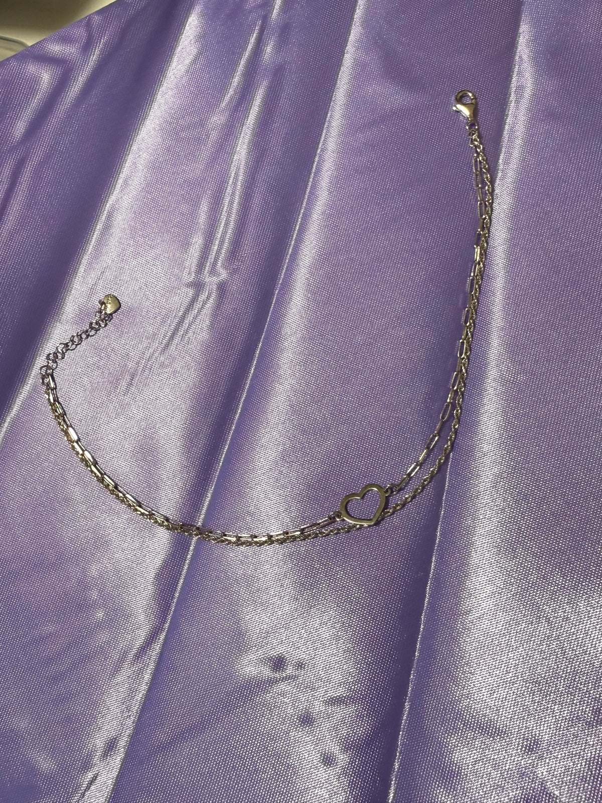 925 Sterling Silver Double-Layered Open Heart Anklet – Adjustable