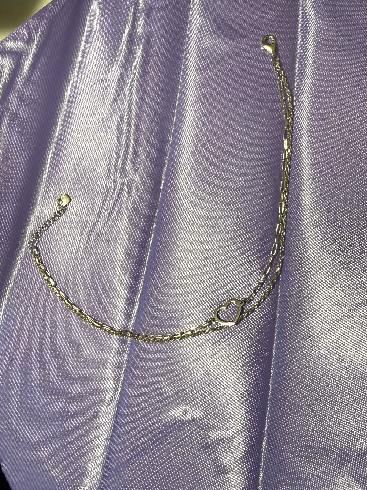 925 Sterling Silver Double-Layered Open Heart Anklet – Adjustable