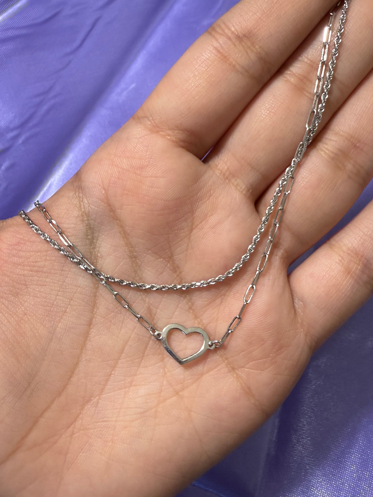 925 Sterling Silver Double-Layered Open Heart Anklet – Adjustable