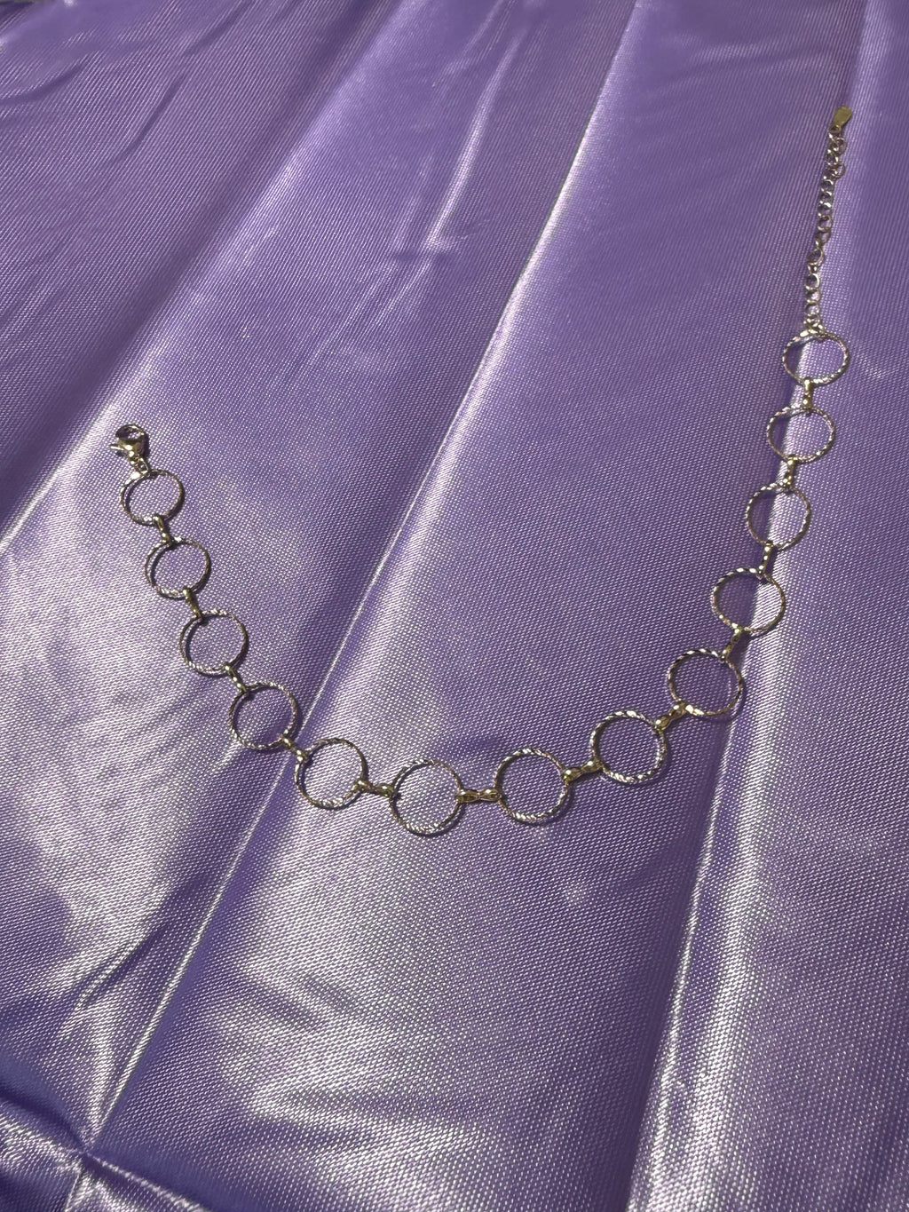 925 Sterling Silver Diamond-Cut Open Circle Link Anklet – Adjustable