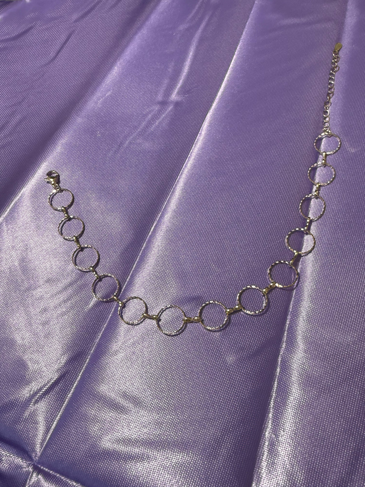 925 Sterling Silver Diamond-Cut Open Circle Link Anklet – Adjustable
