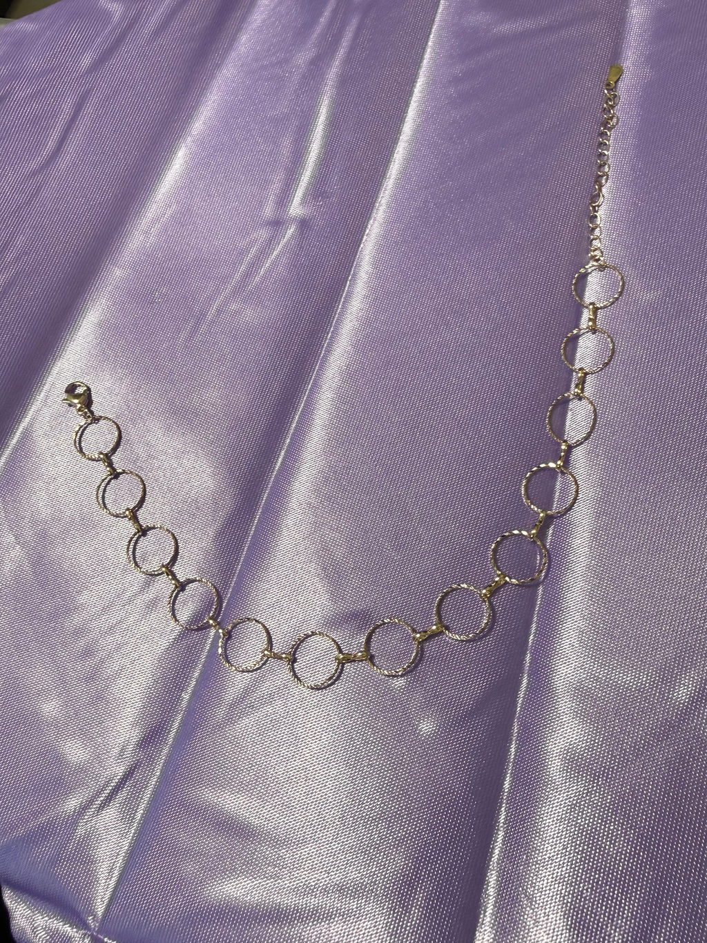 925 Sterling Silver Diamond-Cut Open Circle Link Anklet – Adjustable