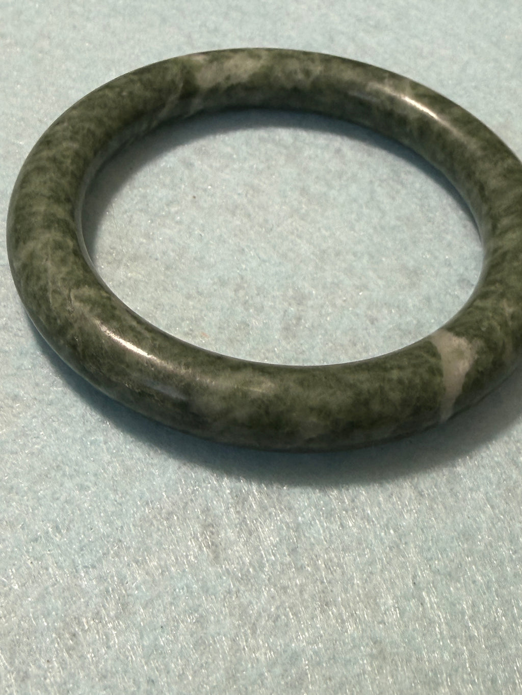 Natural Grade A Jade Bangle – Deep Emerald Green Marbled – Large