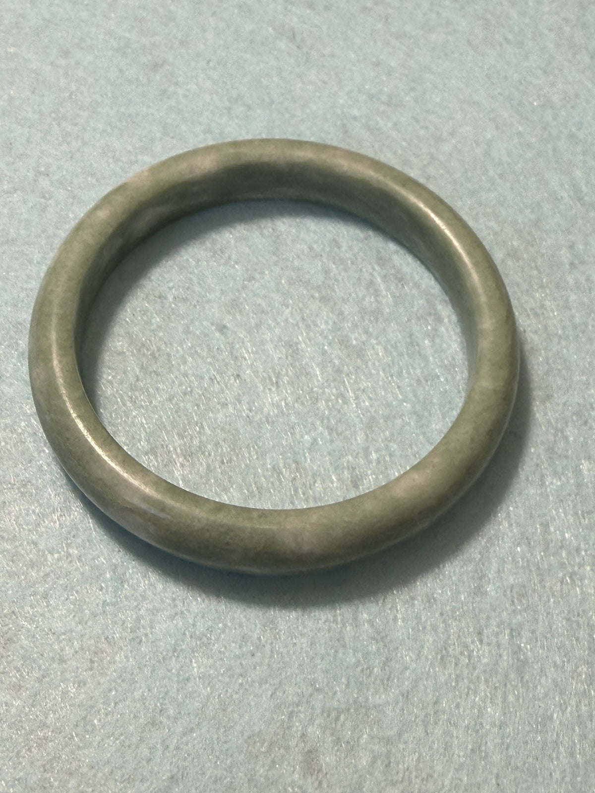 Natural Jade Bangle – Pale Sage Green & White Marbled – Large