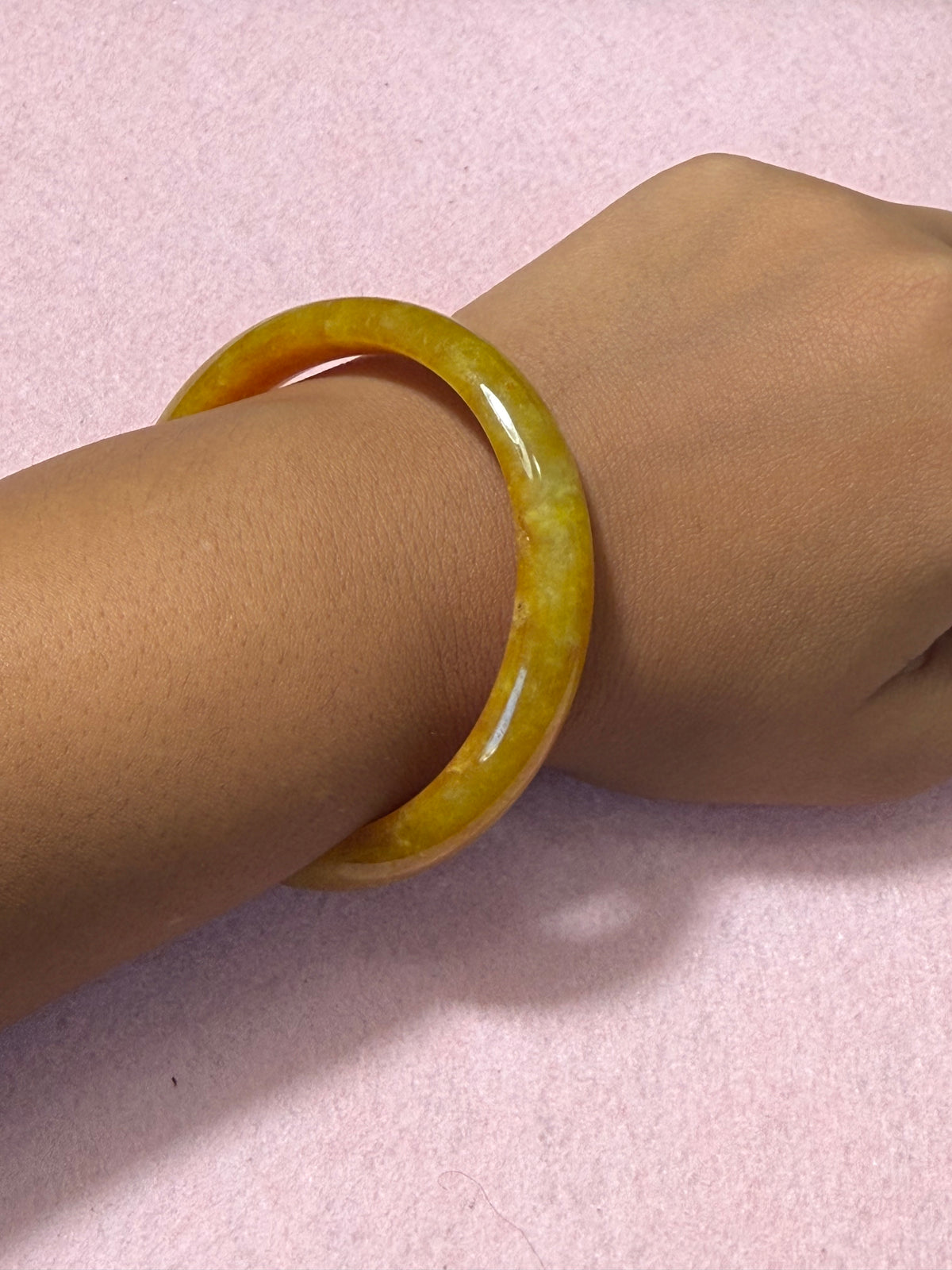 Grade A Golden Honey Jade Bangle – Medium/Large