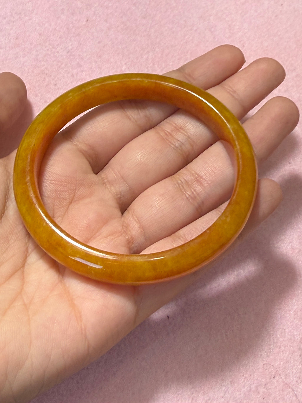 Grade A Golden Honey Jade Bangle – Medium/Large