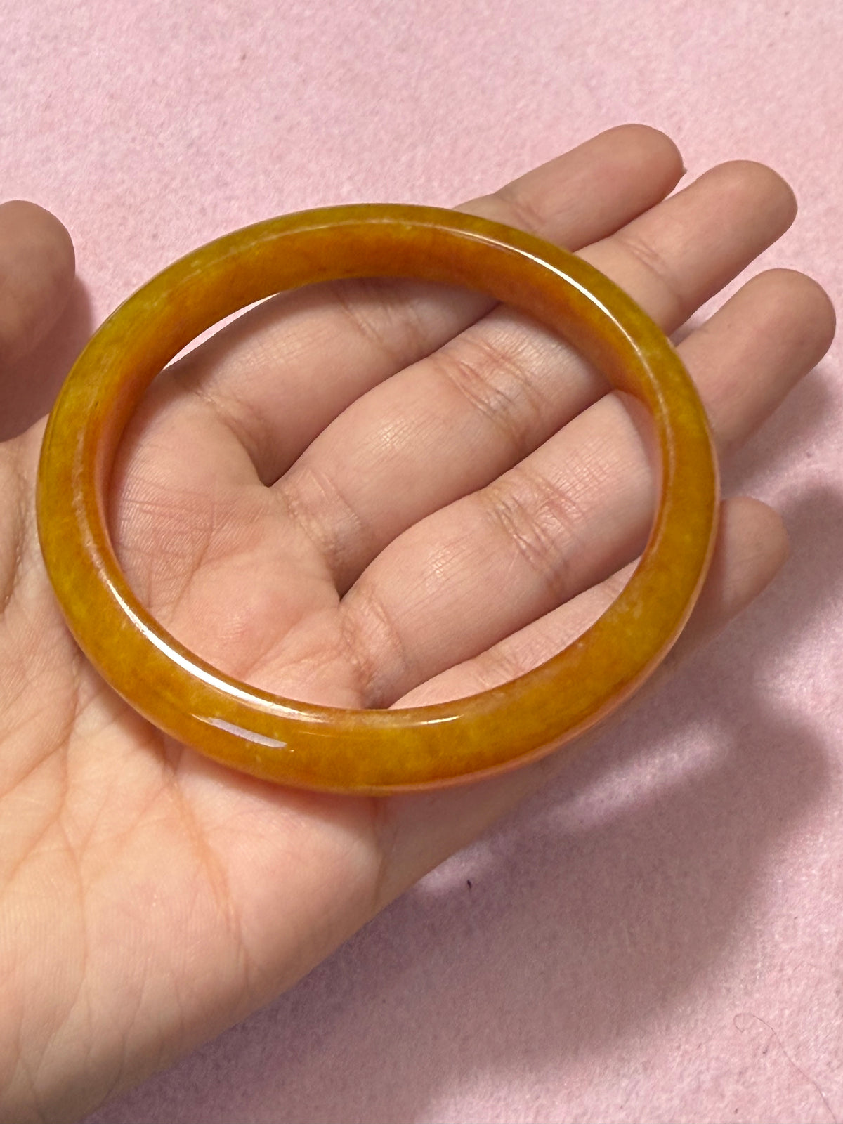 Grade A Golden Honey Jade Bangle – Medium/Large