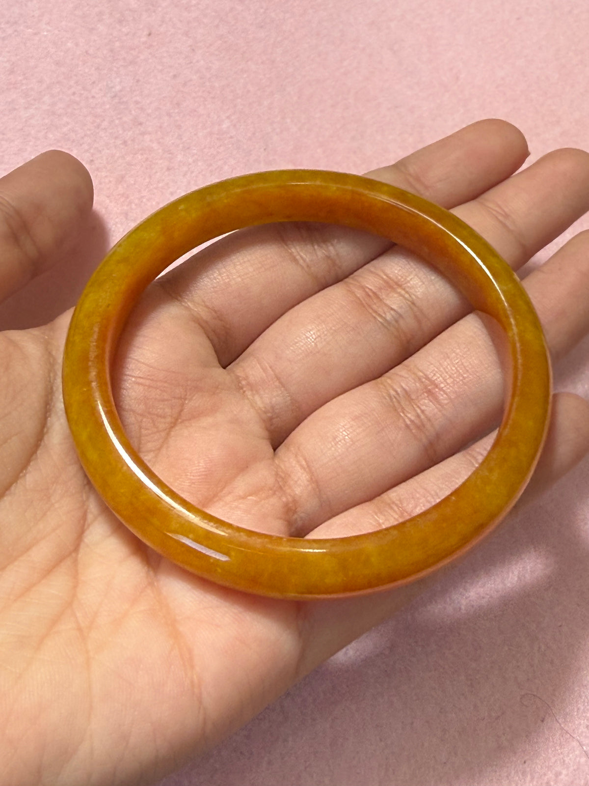 Grade A Golden Honey Jade Bangle – Medium/Large