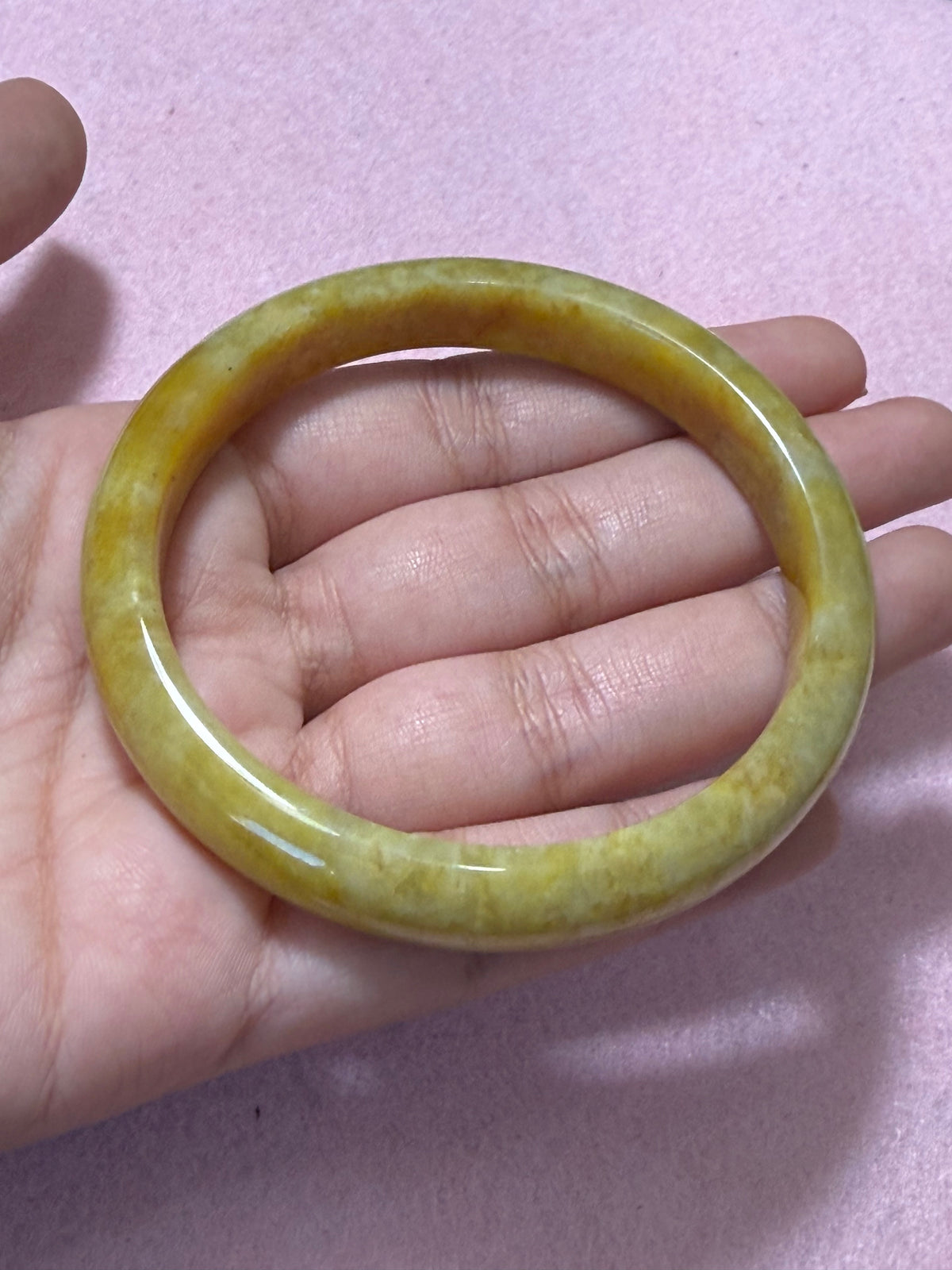 Grade A Golden Yellow Jade Bangle – Medium/Large