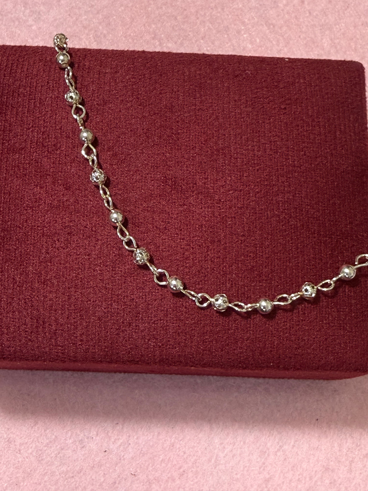 925 Sterling Silver Alternating Polished & Diamond-Cut Beaded Bracelet – 8" Adjustable