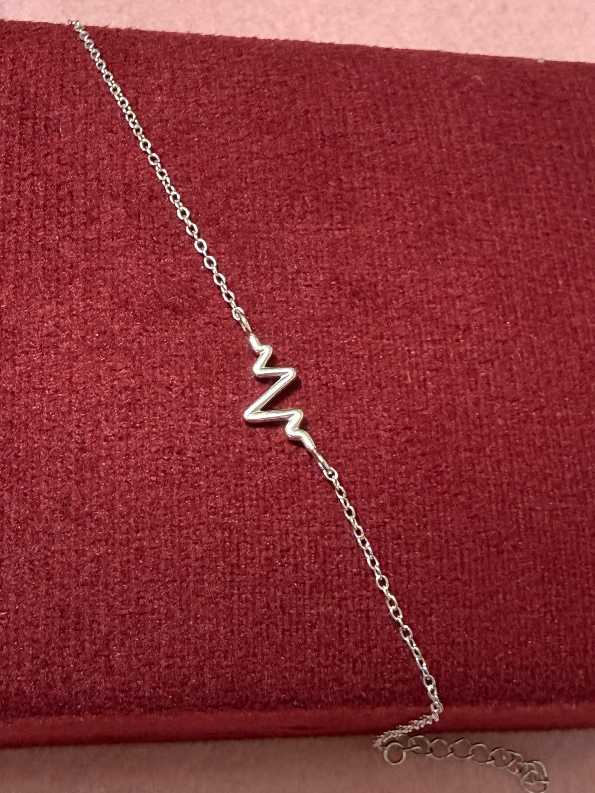 925 Sterling Silver Heartbeat Bracelet – 7" Adjustable