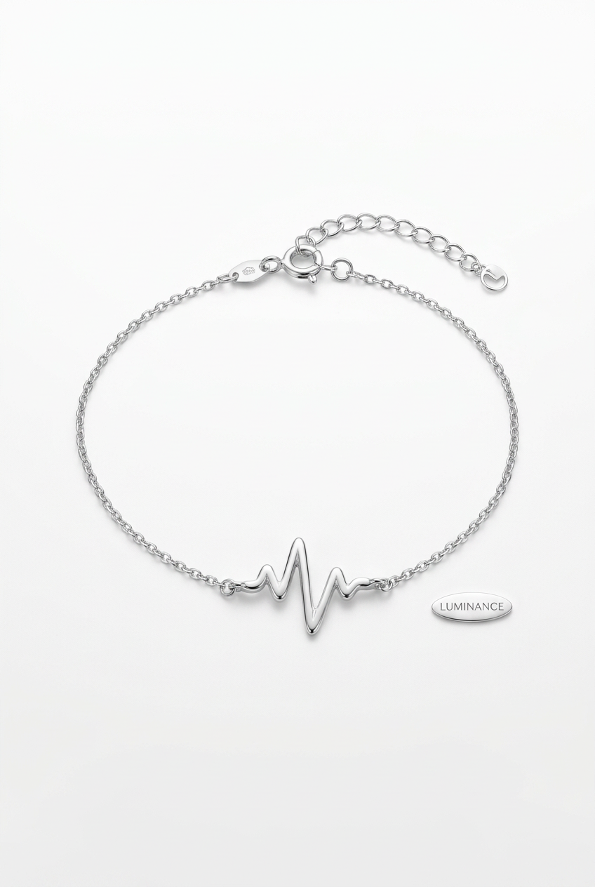 925 Sterling Silver Heartbeat Bracelet – 7" Adjustable