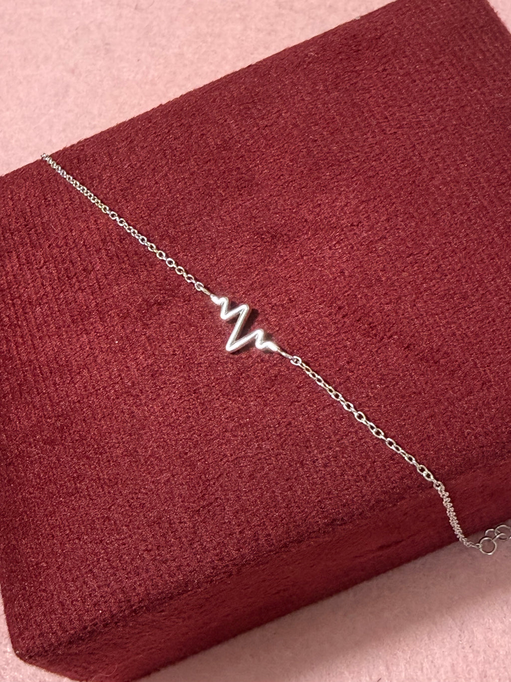 925 Sterling Silver Heartbeat Bracelet – 7" Adjustable