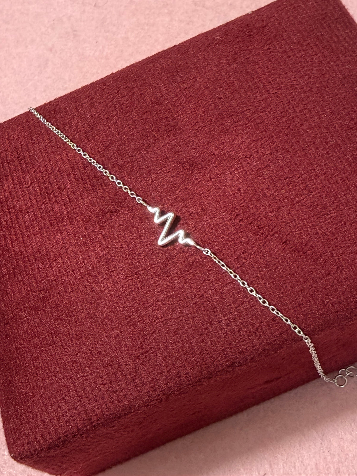 925 Sterling Silver Heartbeat Bracelet – 7" Adjustable