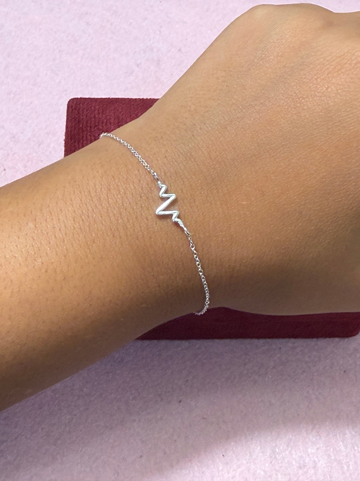 925 Sterling Silver Heartbeat Bracelet – 7" Adjustable