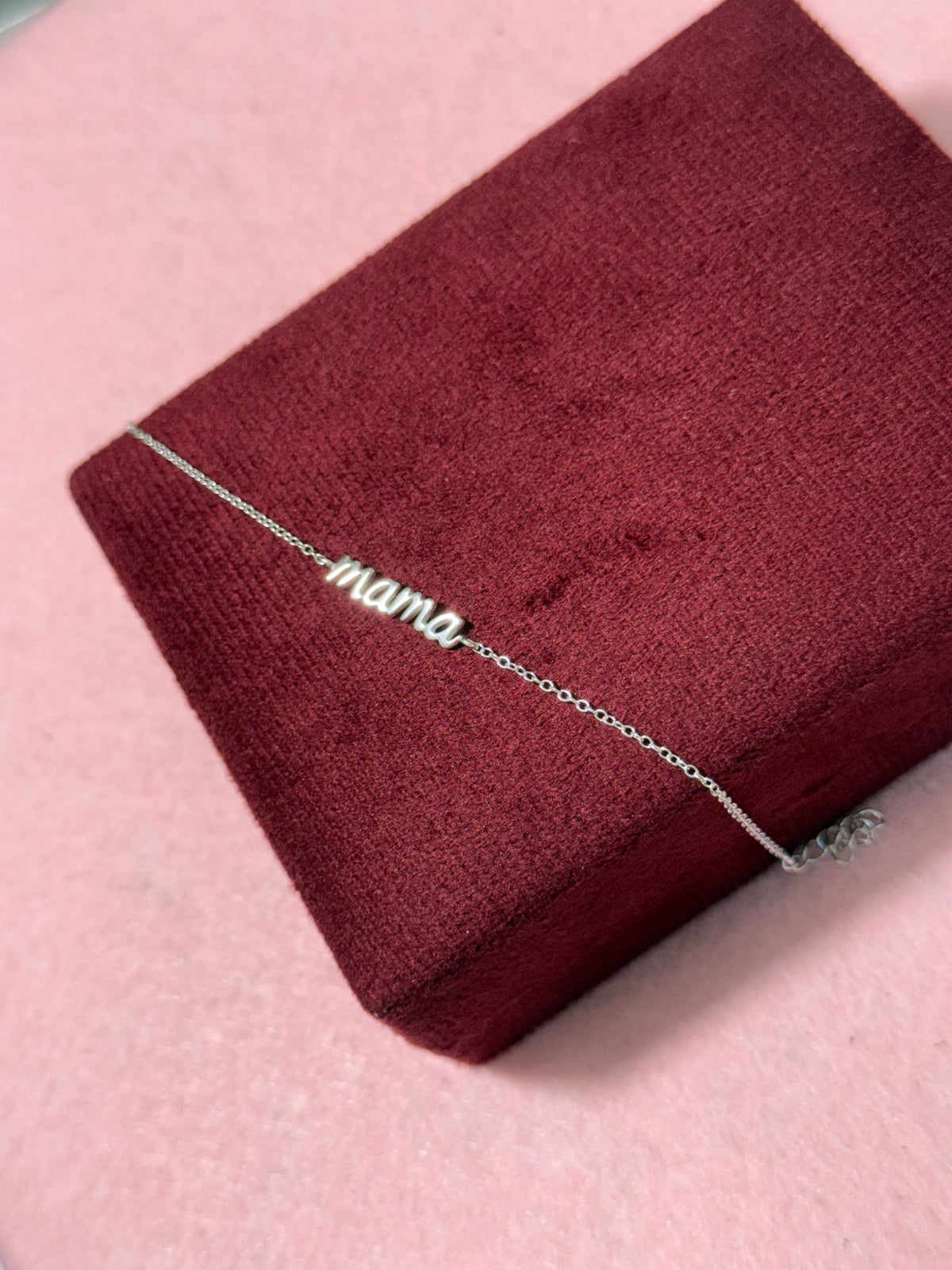 925 Sterling Silver Mama Script Bracelet – 7" Adjustable