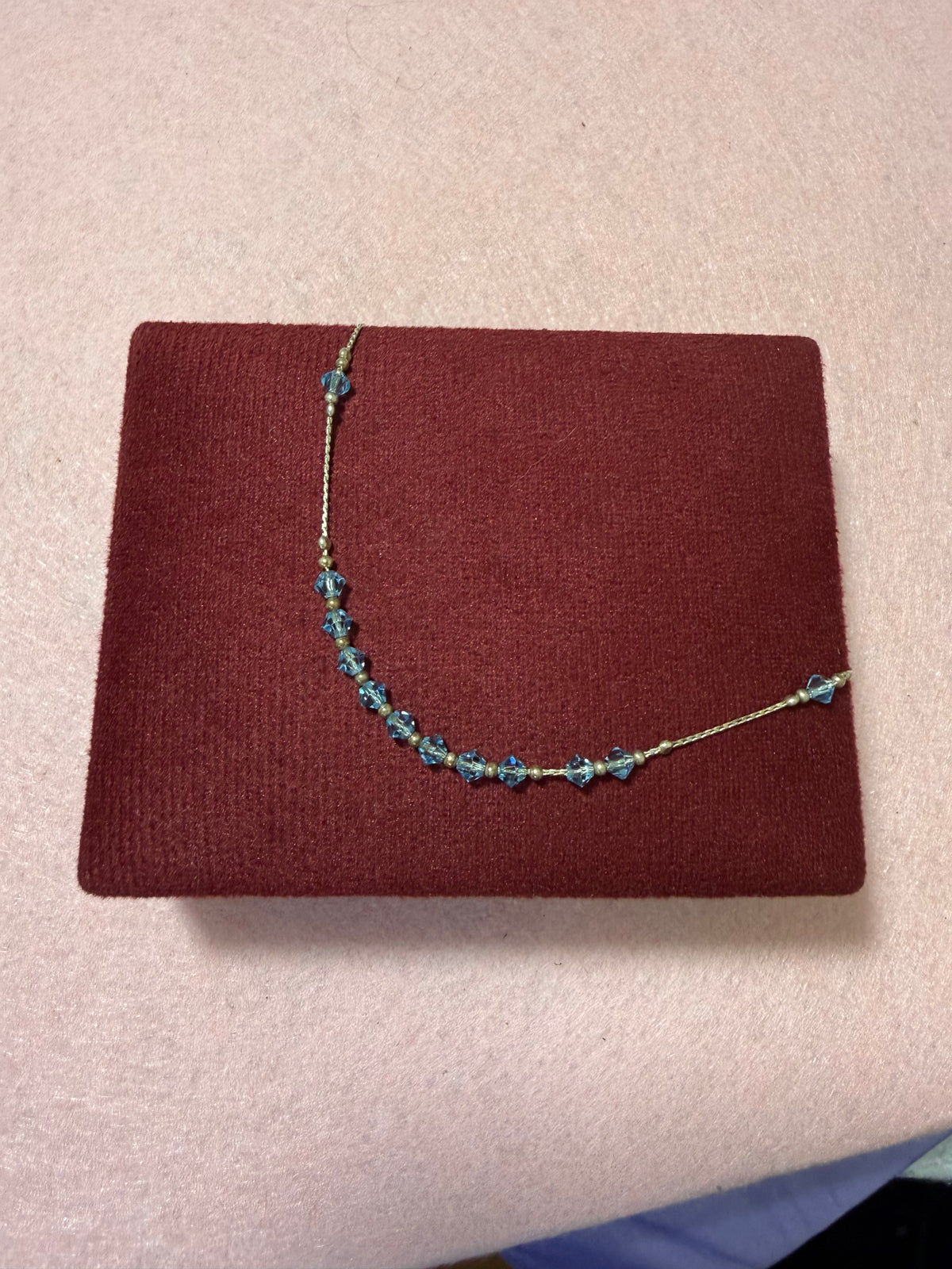 925 Sterling Silver Blue Crystal Beaded Bracelet – 7" Adjustable