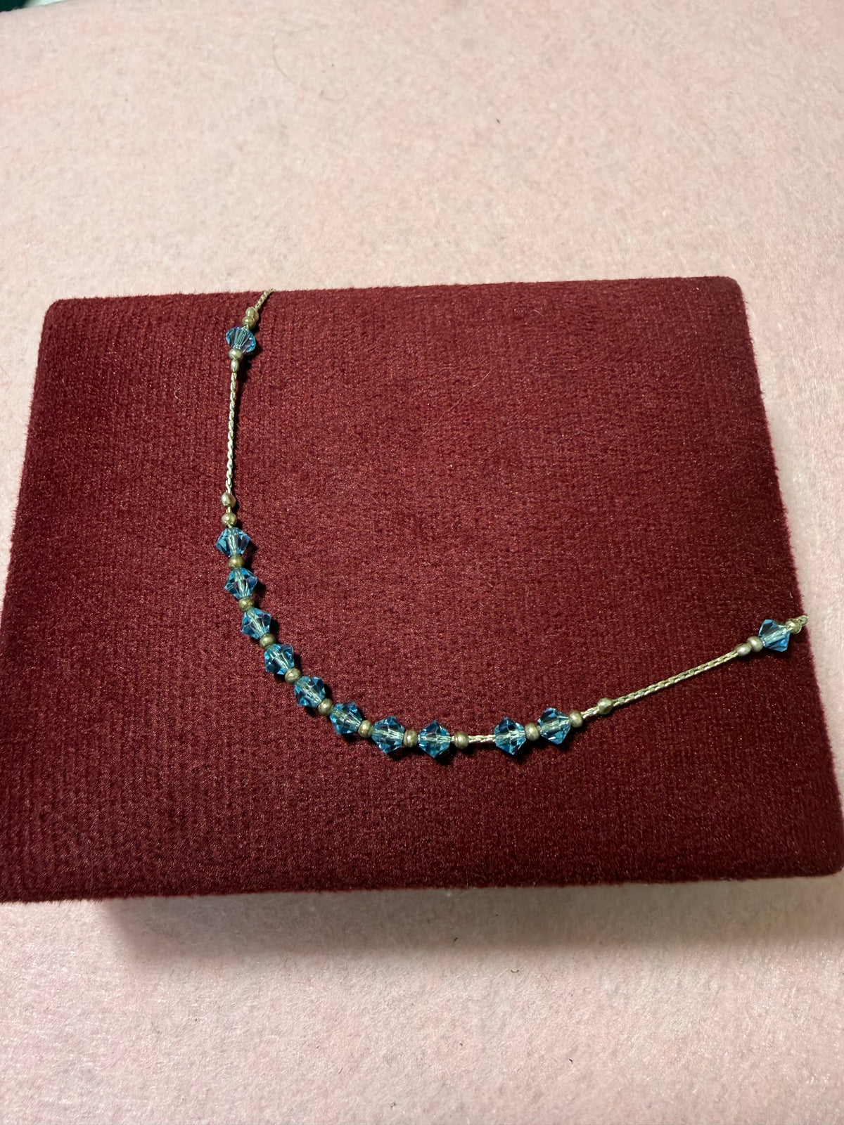 925 Sterling Silver Blue Crystal Beaded Bracelet – 7" Adjustable