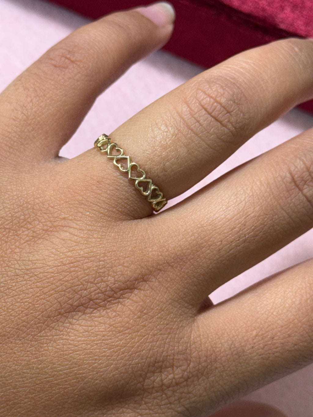 10K Yellow Gold Open Heart Band Ring – Size 7.5