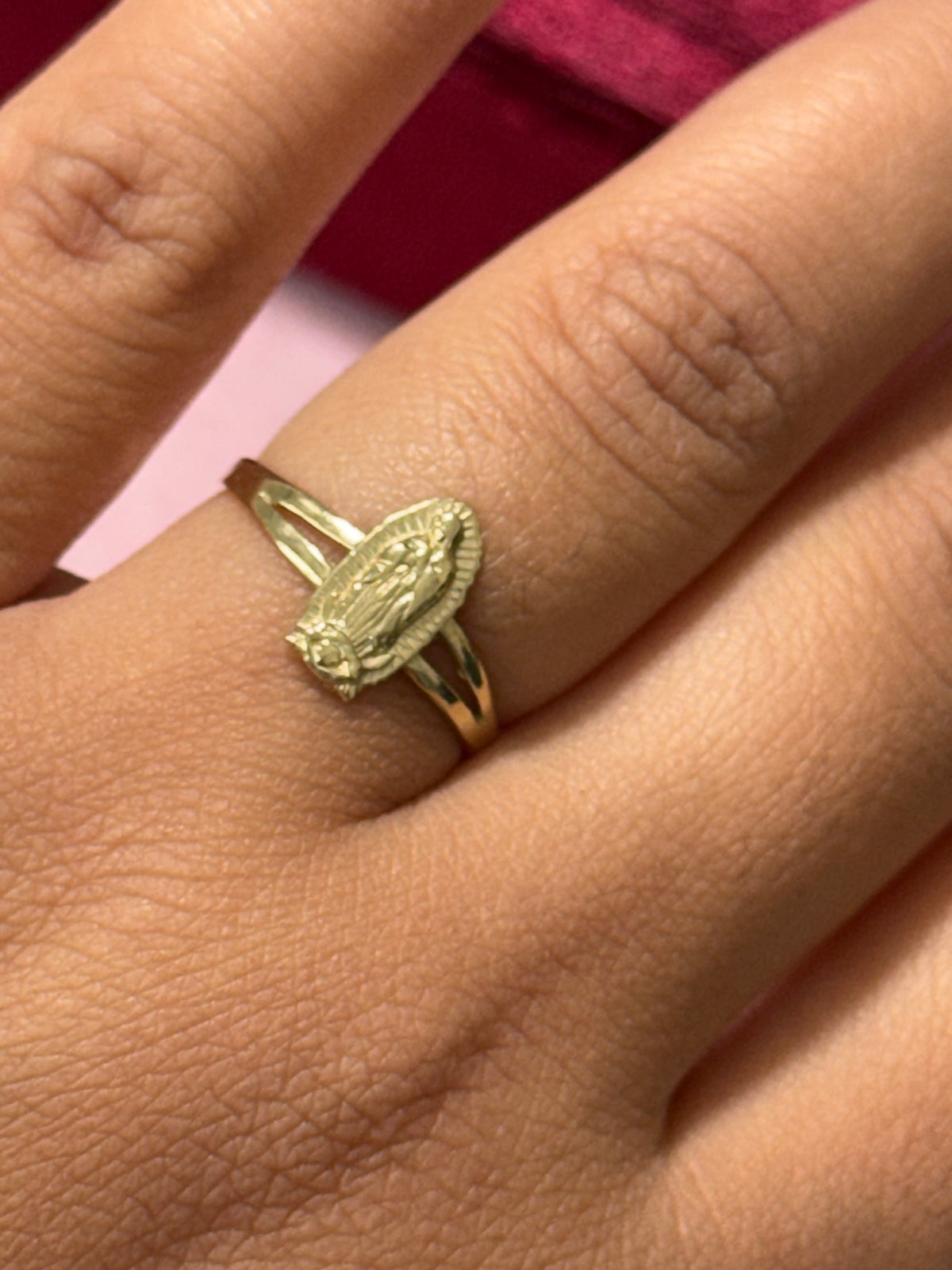 10K Yellow Gold Virgin of Guadalupe Ring – Size 6.75