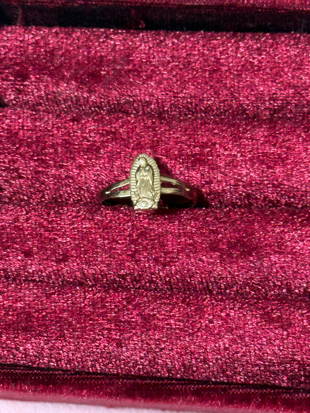 10K Yellow Gold Virgin of Guadalupe Ring – Size 6.75