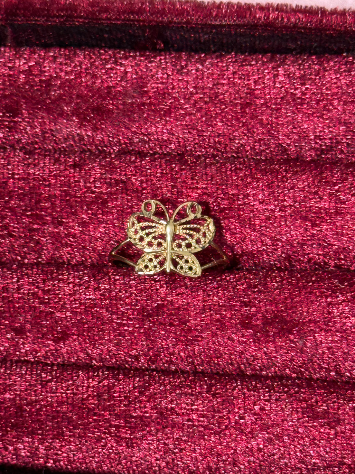 14K Yellow Gold Openwork Butterfly Statement Ring – Size 7