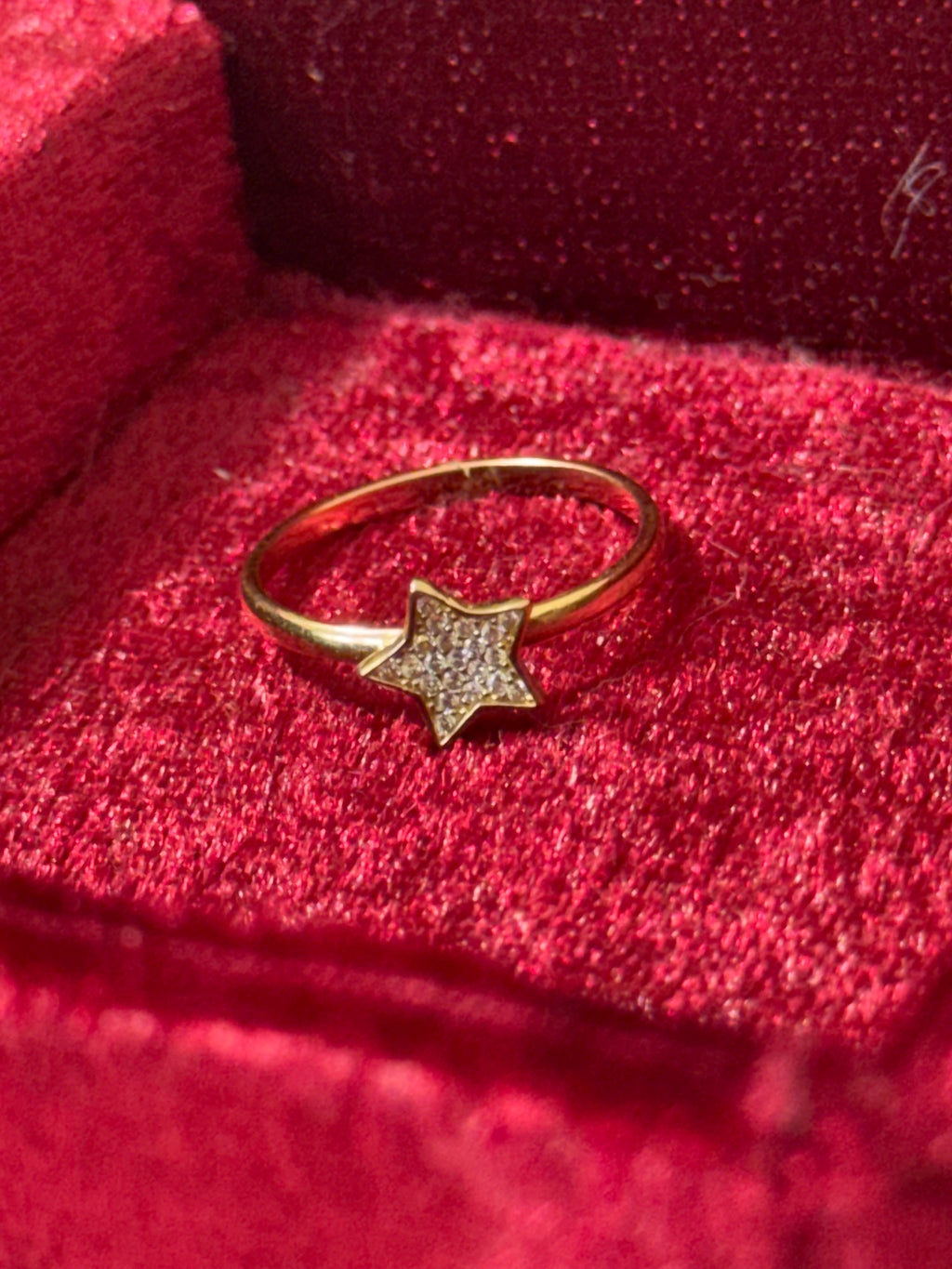 14K Yellow Gold Sparkling Star Ring – Size 6.5